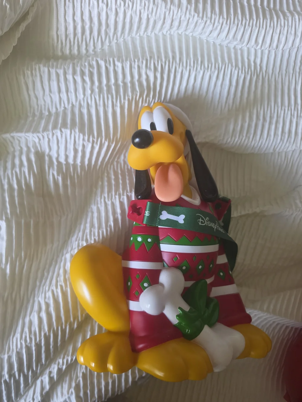Disney Yellow Pluto Popcorn Bucket with Red Holiday Sweater